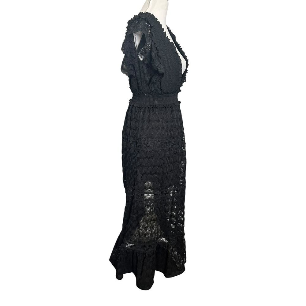 Waimari Florence Crochet Lace Maxi Dress Womens XS Black V Neck Resort Boho Chic - Picture 3 of 9